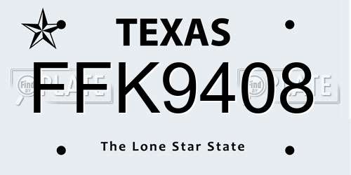 FFK9408 Texas License Plate