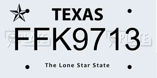 FFK9713 Texas License Plate