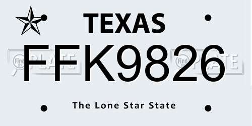 FFK9826 Texas License Plate