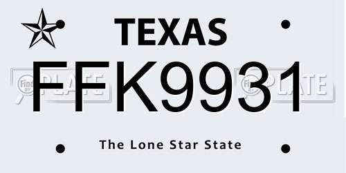 FFK9931 Texas License Plate
