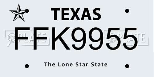 FFK9955 Texas License Plate