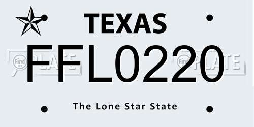 FFL0220 Texas License Plate