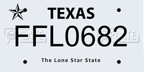 FFL0682 Texas License Plate