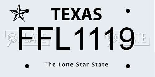 FFL1119 Texas License Plate