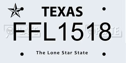 FFL1518 Texas License Plate