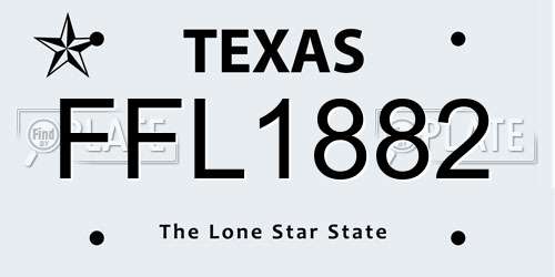 FFL1882 Texas License Plate