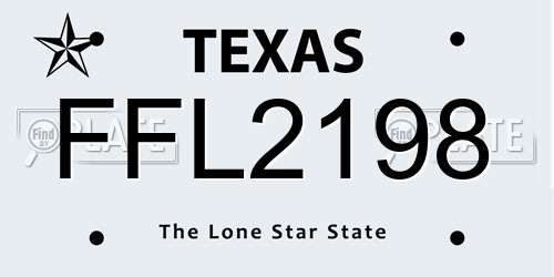 FFL2198 Texas License Plate