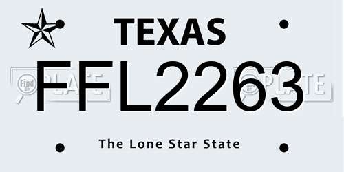 FFL2263 Texas License Plate