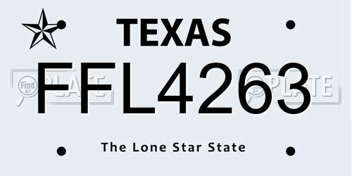 FFL4263 Texas License Plate