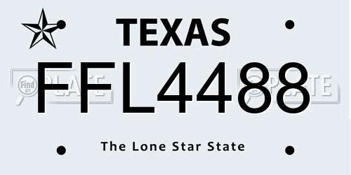 FFL4488 Texas License Plate