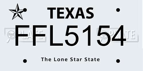 FFL5154 Texas License Plate