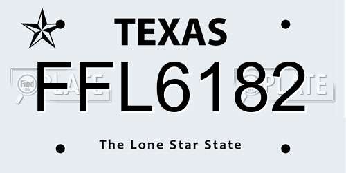 FFL6182 Texas License Plate