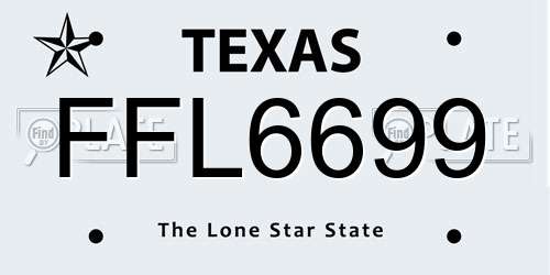 FFL6699 Texas License Plate