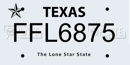 FFL6875 Texas License Plate