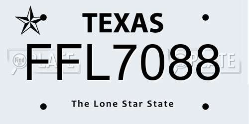 FFL7088 Texas License Plate