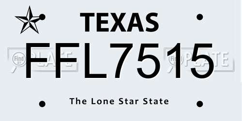 FFL7515 Texas License Plate