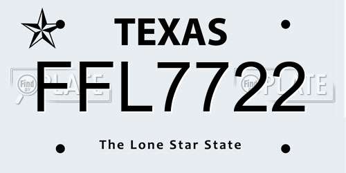 FFL7722 Texas License Plate