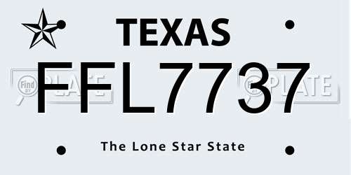 FFL7737 Texas License Plate
