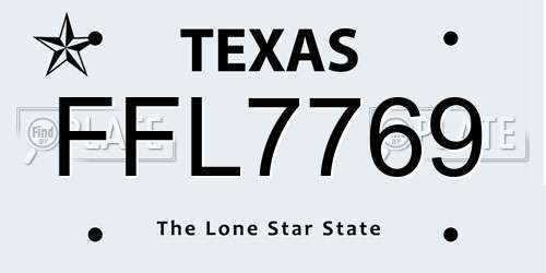 FFL7769 Texas License Plate