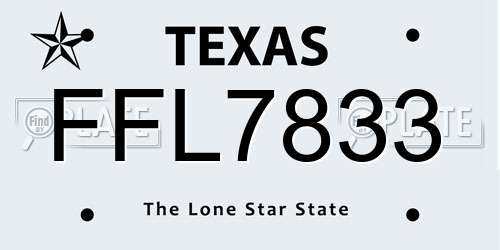 FFL7833 Texas License Plate