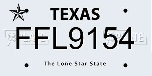 FFL9154 Texas License Plate