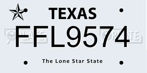 FFL9574 Texas License Plate