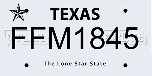 FFM1845 Texas License Plate
