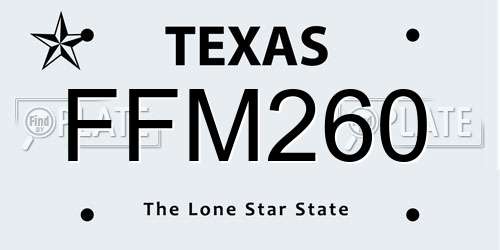 FFM260 Texas License Plate