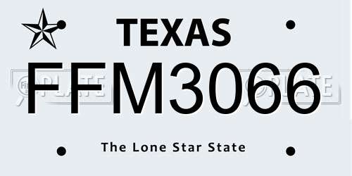FFM3066 Texas License Plate
