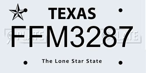 FFM3287 Texas License Plate