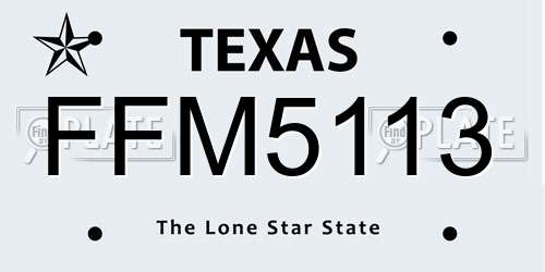 FFM5113 Texas License Plate
