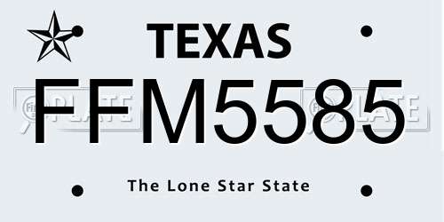 FFM5585 Texas License Plate