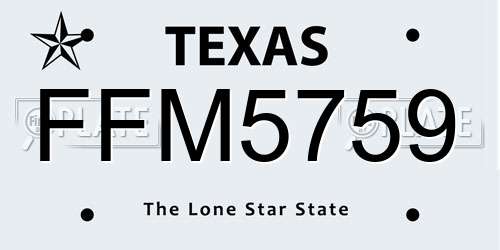 FFM5759 Texas License Plate