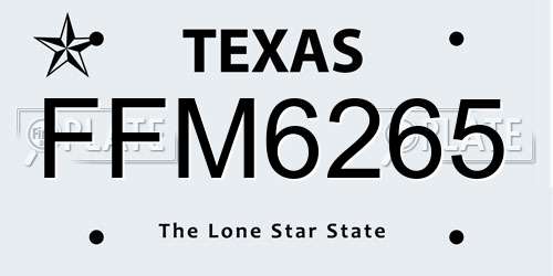 FFM6265 Texas License Plate