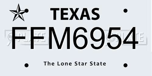 FFM6954 Texas License Plate
