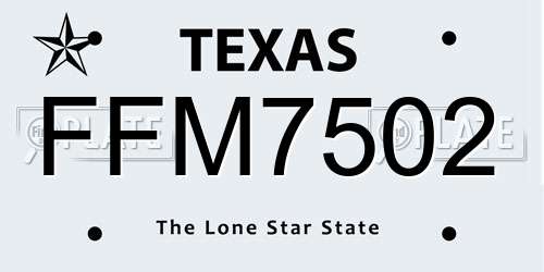 FFM7502 Texas License Plate