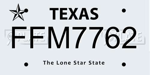 FFM7762 Texas License Plate