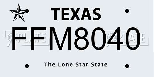 FFM8040 Texas License Plate