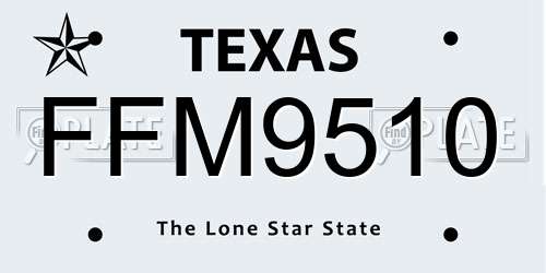 FFM9510 Texas License Plate