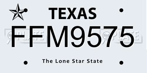 FFM9575 Texas License Plate