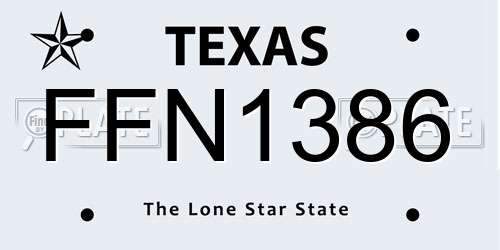 FFN1386 Texas License Plate