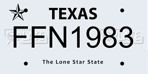 FFN1983 Texas License Plate