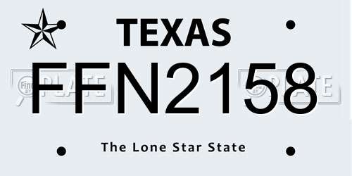 FFN2158 Texas License Plate