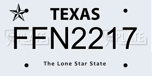 FFN2217 Texas License Plate