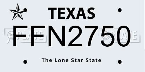 FFN2750 Texas License Plate
