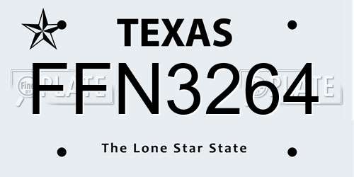 FFN3264 Texas License Plate
