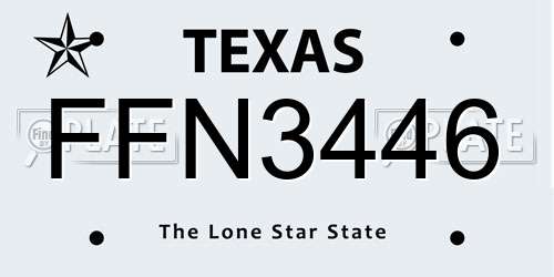 FFN3446 Texas License Plate