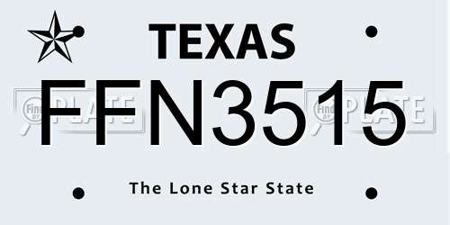 FFN3515 Texas License Plate