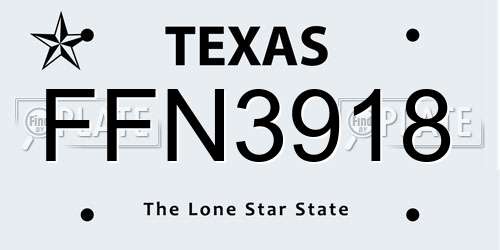 FFN3918 Texas License Plate