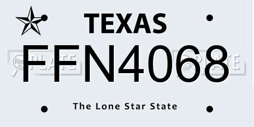 FFN4068 Texas License Plate